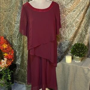 Elegant Burgundy Layered Dress